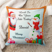 サンタクロースと雪だるま祝クリスマス クッション (ブランケット)