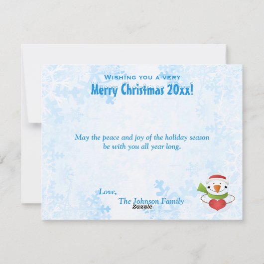 サンタクロースと雪の世界のクリスマスフォトカード シーズンカード (裏面)