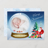 サンタクロースと雪の世界のクリスマスフォトカード シーズンカード (正面/裏面)