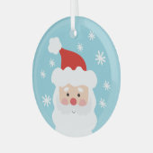 サンタクロースと雪の結晶とクリスマスオーナメント ガラスオーナメント (正面左)