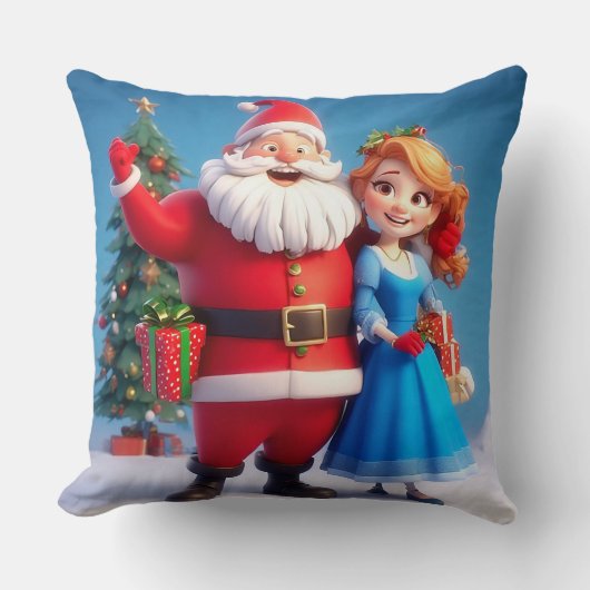 サンタクロースと雪女祝のクリスマス クッション (正面)