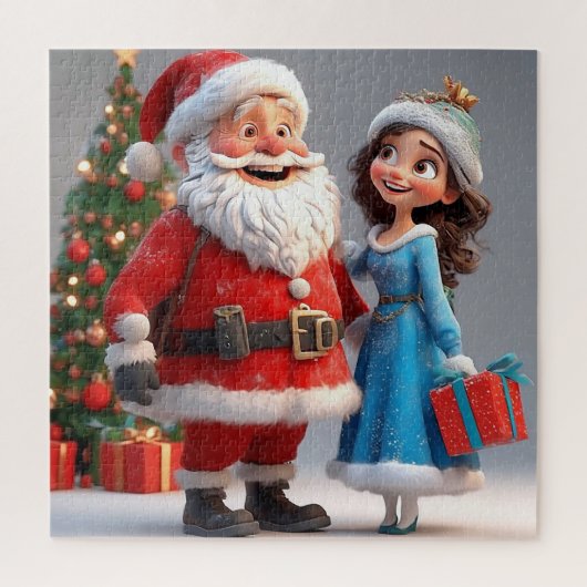 サンタクロースと雪女祝のクリスマス ジグソーパズル (縦)