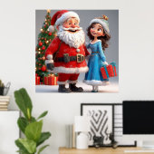 サンタクロースと雪女祝のクリスマス ポスター (ホームオフィス)