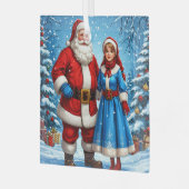 サンタクロースと雪姫 ガラスオーナメント (正面左)