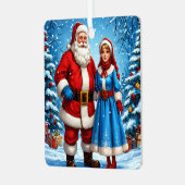 サンタクロースと雪姫 メタルオーナメント (正面左)