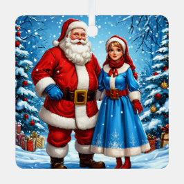 サンタクロースと雪姫 メタルオーナメント