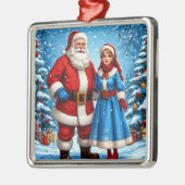 サンタクロースと雪姫 メタルオーナメント (左)