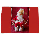 サンタクロースと霜の降りたザ雪だるまレトロクリスマス ラージペーパーバッグ (正面)