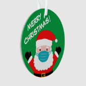 サンタクロースと顔マスクのカスタムクリスマス写真 オーナメント (正面)