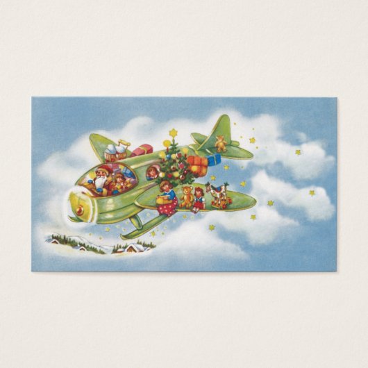 サンタクロースと飛行機のヴィンテージ飛んでいるクリスマス (正面)