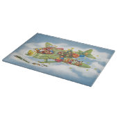 サンタクロースと飛行機のヴィンテージ飛んでいるクリスマス カッティングボード (角)