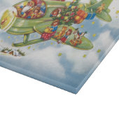 サンタクロースと飛行機のヴィンテージ飛んでいるクリスマス カッティングボード (角)