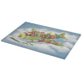 サンタクロースと飛行機のヴィンテージ飛んでいるクリスマス カッティングボード (角)