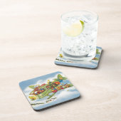 サンタクロースと飛行機のヴィンテージ飛んでいるクリスマス コースター (右側)