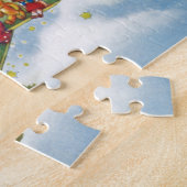 サンタクロースと飛行機のヴィンテージ飛んでいるクリスマス ジグソーパズル (側面)