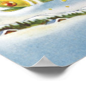 サンタクロースと飛行機のヴィンテージ飛んでいるクリスマス ポスター (角)