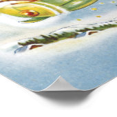 サンタクロースと飛行機のヴィンテージ飛んでいるクリスマス ポスター (角)