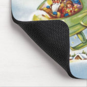 サンタクロースと飛行機のヴィンテージ飛んでいるクリスマス マウスパッド (コーナー)