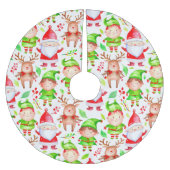 サンタクロースと鹿の柄 ブラッシュドポリエステルツリースカート (正面)