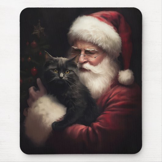 サンタクロースと黒猫のクリスマス  マウスパッド (正面)