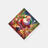サンタクロースと2トナカイイラストレーション スタンダードカクテルナプキン (角)