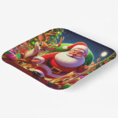 サンタクロースと2トナカイイラストレーション ペーパープレート (傾斜あり)