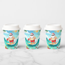 サンタクロースと7月のクリスマスサーフィン 紙コップ