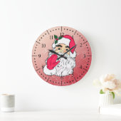 サンタクロースなびくヴィンテージスタイル ラージ壁時計 (ホーム)