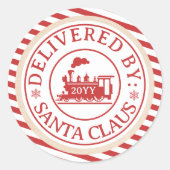 サンタクロースによる北極列車の特別配達 ラウンドシール (正面)