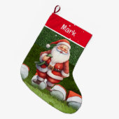 サンタクロースにゴルフクリスマスプレゼント ラージクリスマスストッキング (正面 (吊り時))