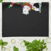 サンタクロースに乗ったホッキョクグマ キッチンタオル (折り畳み)