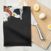 サンタクロースに乗ったホッキョクグマ キッチンタオル (四つ折り)