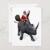 サンタクロースに乗るリノサイノセロス シーズンポストカード (正面/裏面)