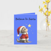 サンタクロースに扮したサンタ カード (黄色い花)