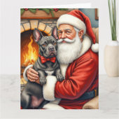 サンタクロースに抱かれたカネコルソのクリスマスアート カード (正面)