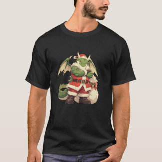 サンタクロースに着飾ったドラゴン – Dragon Christmas Tシャツ