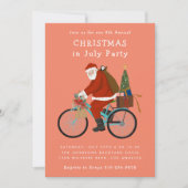 サンタクロースに自転車でクリスマスを迎える7月のパーティー シーズンカード (正面)