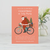 サンタクロースに自転車でクリスマスを迎える7月のパーティー シーズンカード (スタンド正面)