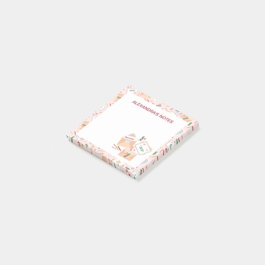 サンタクロースに贈るかわいい手紙とメールのクリスマスパターン ポストイット (アングル)