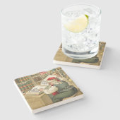 サンタクロースのいけないニースのリストのクリスマス ストーンコースター (横)