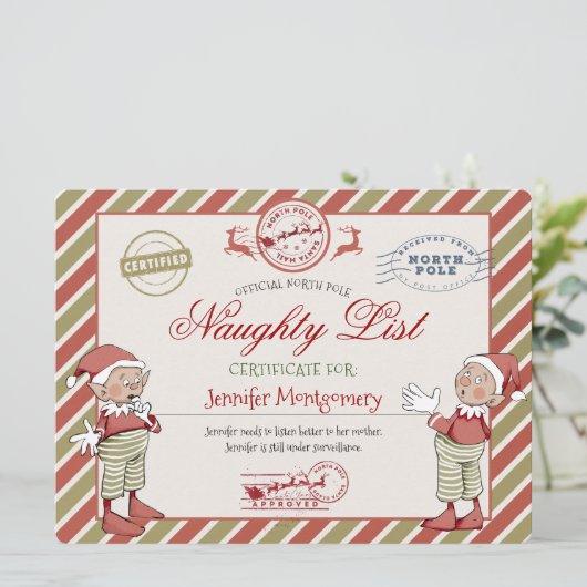 サンタクロースのいたずらリスト証明書 招待状 (スタンド正面)