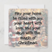 サンタクロースのいる暖炉の前に並ぶクリスマス・ストッキング シーズンカード (裏面)