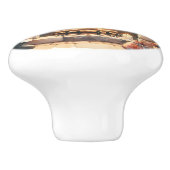 サンタクロースのいる暖炉の前に並ぶクリスマス・ストッキング セラミックノブ (側面)