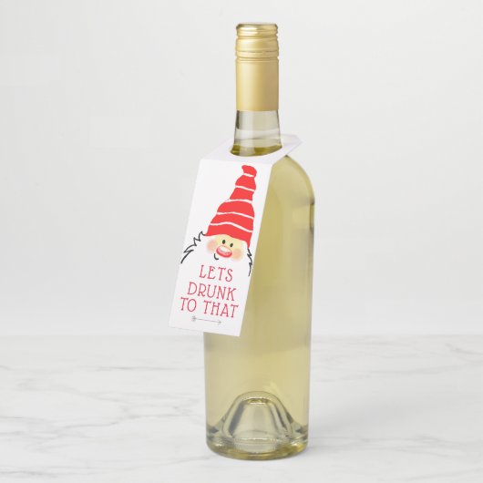 サンタクロースのおもしろいな女主人のギフトのワイン ボトルネックタグ (アングル)