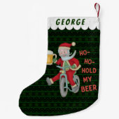 サンタクロースのおもしろいな把握私のビールクリスマスのユーモア スモールクリスマスストッキング (裏面)