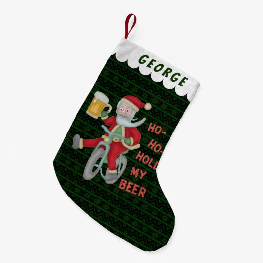 サンタクロースのおもしろいな把握私のビールクリスマスのユーモア スモールクリスマスストッキング (正面 (吊り時))