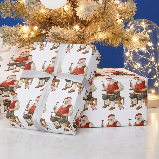 サンタクロースのおもちゃ作りワークショップ|過去記事 ラッピングペーパー (クリスマス)