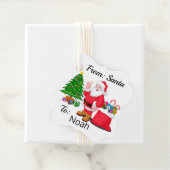 サンタクロースのお子様の名前のギフトラップからファンシー フェイバータグ (インサイチュ)