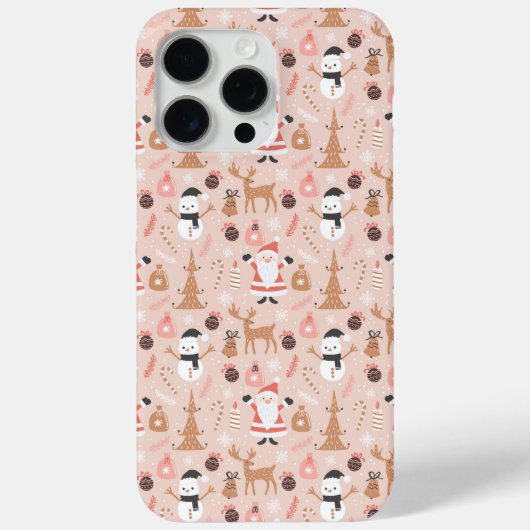 サンタクロースのかわいいピンクのクリスマスパターン Case-Mate iPhoneケース (裏面)