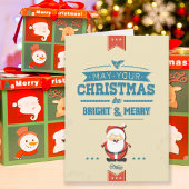 サンタクロースのかわいいリボンの青い印刷 シーズンカード